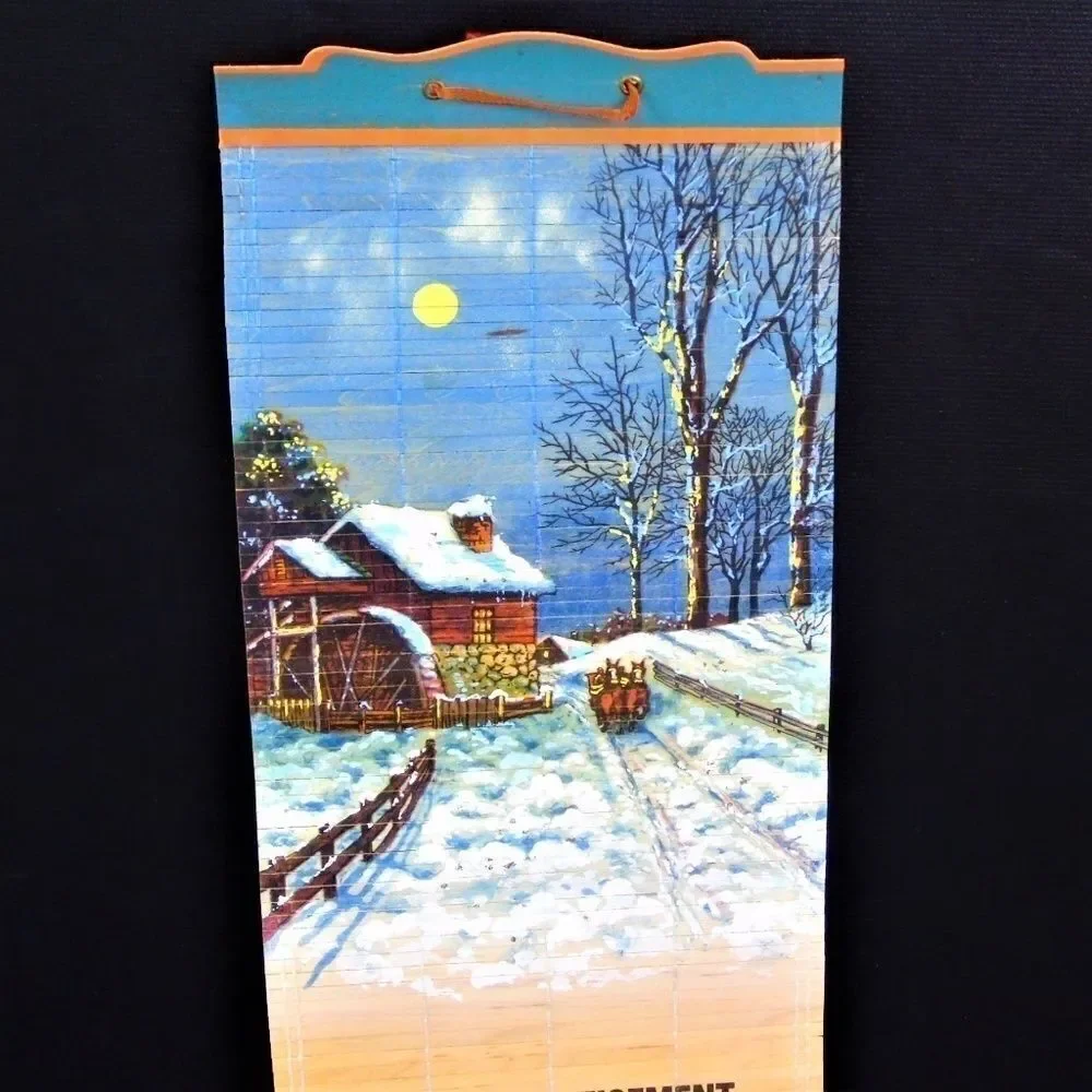 Vintage Japan Bamboo Scroll Wall Calendar Holder